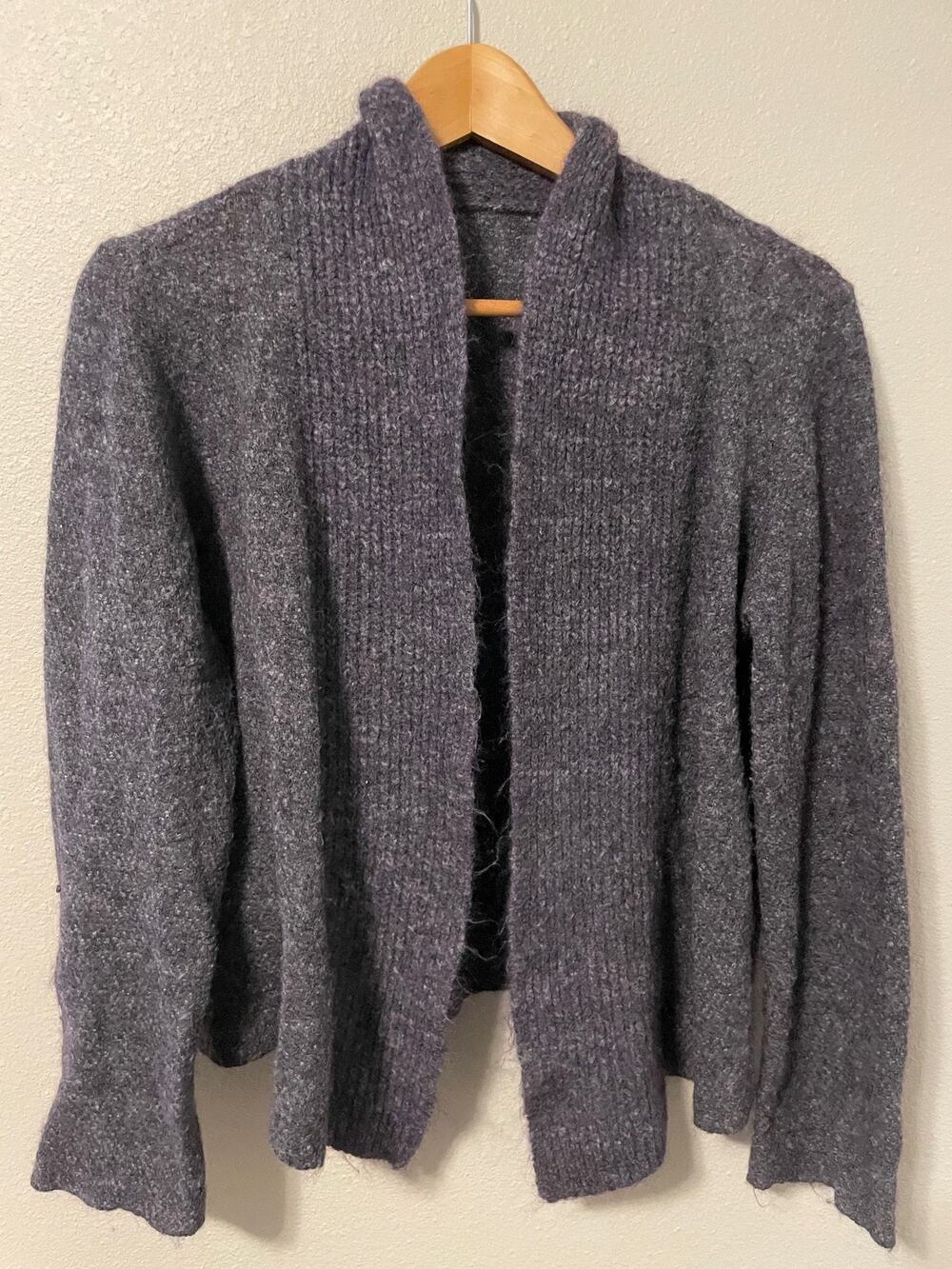 Eileen Fisher Cashmere Cardigan Sweater Women Medium Wool Mohair Gray Open Front